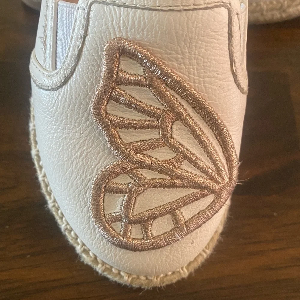 Sophia Webster Embroidered Gold Signature Butterfly Motif Girls Shoes